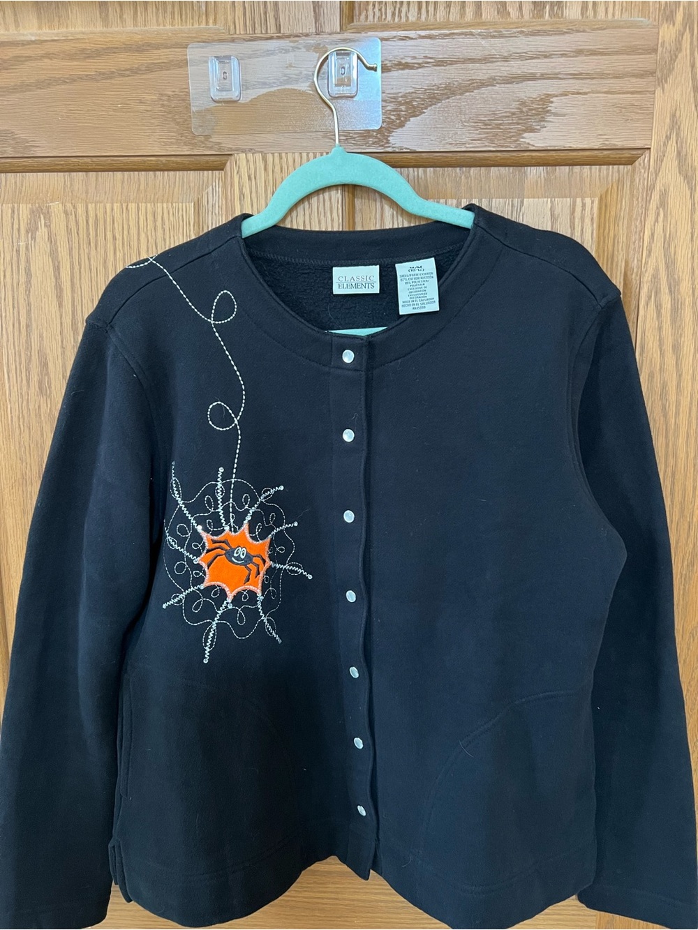 Cute Halloween Decorative Jacket - Black with Embroidered Spider and Web